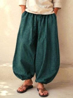 画像1: 二色の糸＊コッン素材＊シンプル＊ふんわり＊サルエルパンツ