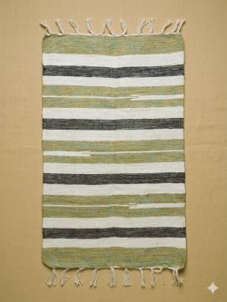 画像1: 【５０ｃｍ×８０ｃｍ】コットン＆ポリエステル素材＊手織り＊シャトルラグマット