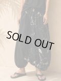 黒色＋和風プリント＊切り替え＊コットン素材＊ふんわり＊サルエルパンツ