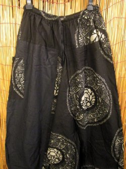 画像2: 黒色＋和風プリント＊切り替え＊コットン素材＊ふんわり＊サルエルパンツ