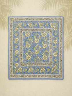 画像1: 【１０６ｃｍ×１０２ｃｍ】インド綿＊お花プリント＊マルチクロス