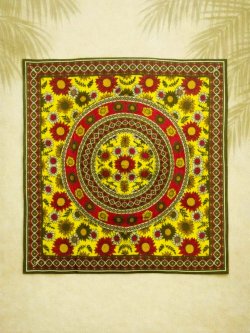 画像1: 【１０５ｃｍ×１０３ｃｍ】インド綿＊お花プリント＊マルチクロス