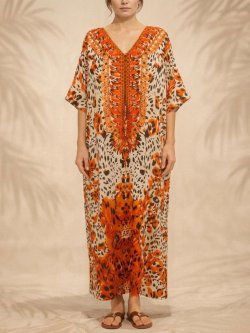 画像5: 薄手ビスコース素材＊ゆったりサイズ ＊アフリカン＊タイダイ風＊ガラベーヤ＊ポンチョ風＊マキシ丈＊ワンピース＊ベリーダンス