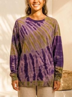 画像1: タイダイ染め＊スパンデック混合＊コットン素材＊長袖＊Ｔシャツ＊ＸＬ