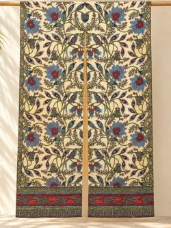 画像1: 【１５０ｃｍ×８５ｃｍ】インド綿＊お花プリント＊暖簾＊のれん