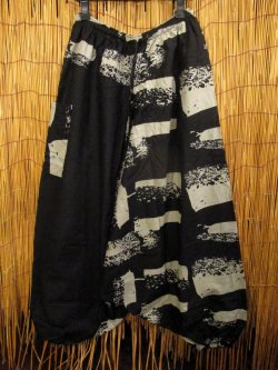 画像2: 黒色＋和風プリント＊切り替え＊コットン素材＊ふんわり＊サルエルパンツ