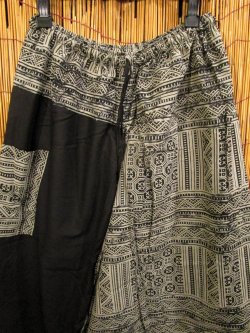 画像3: 黒色＋和風プリント＊切り替え＊コットン素材＊ふんわり＊サルエルパンツ
