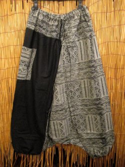 画像2: 黒色＋和風プリント＊切り替え＊コットン素材＊ふんわり＊サルエルパンツ