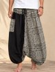 黒色＋和風プリント＊切り替え＊コットン素材＊ふんわり＊サルエルパンツ