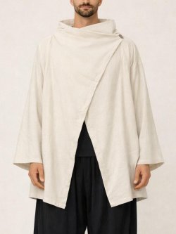 画像1: 生成り色＊コットン素材＊ゆったりサイズ＊２ＷＡＹ＊スナフキン＊旅人風コート