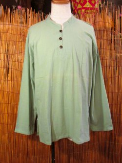 画像2: 無地＊コットン素材＊マオカラー＊三つボタン＊ロングスリーブ＊プルオーバー＊ＸＬ