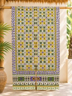 画像2: 【１５０ｃｍ×８５ｃｍ】インド綿＊レトロ調プリント＊暖簾＊のれん