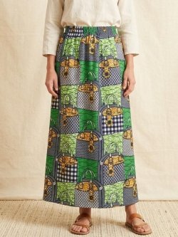 画像1: パーニュ生地＊コットン素材＊アフリカンプリント＊ロングスカート