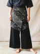 和風プリントコットン素材＊エプロン風＊別生地付き＊変型ロングパンツ