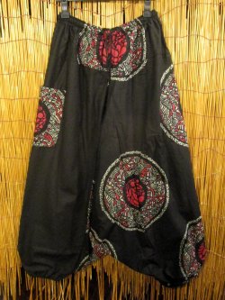 画像2: 黒色＋和風プリント＊切り替え＊コットン素材＊ふんわり＊サルエルパンツ