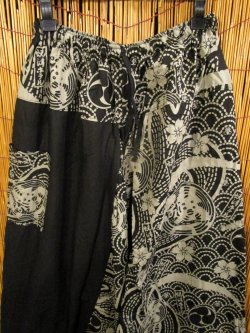 画像3: 黒色＋和風プリント＊切り替え＊コットン素材＊ふんわり＊サルエルパンツ