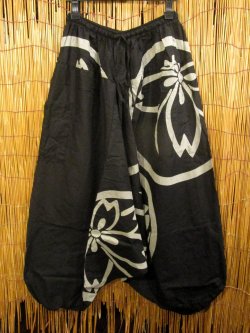 画像2: 黒色＋和風プリント＊切り替え＊コットン素材＊ふんわり＊サルエルパンツ