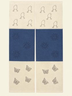 画像1: 【１５０ｃｍ×８５ｃｍ】インド綿＊ひよこと蝶々プリント＊暖簾＊のれん
