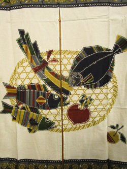 画像4: 【１５０ｃｍ×８５ｃｍ】インド綿＊魚プリント＊暖簾＊のれん