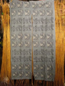 画像2: 【１５０ｃｍ×８５ｃｍ】インド綿＊魚プリント＊暖簾＊のれん