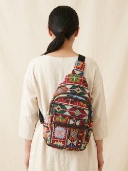 画像1: 織り柄＊コットン素材＊多機能＊斜め掛け＊ボディバッグ
