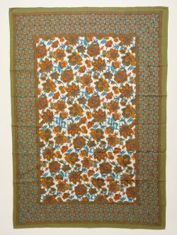 画像1: 【２２０ｃｍ×１５０ｃｍ】インド綿＊お花プリント＊マルチクロス