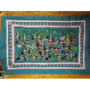 画像: 【９１ｃｍ×１３３ｃｍ】新品＊ラオス＊モン族＊手刺繍＊ハンドステッチ＊タペストリー＊生活