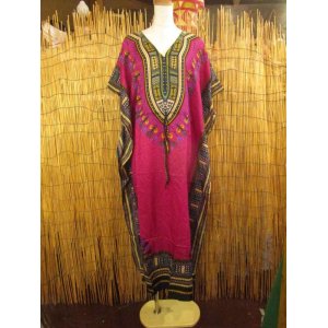画像: 薄手ビスコース素材＊ゆったりサイズ ＊アフリカンプリント＊ガラベーヤ＊ポンチョ風＊マキシ丈＊ワンピース＊ベリーダンス