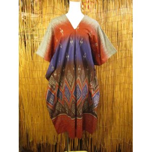 画像: アジアンプリント＊コットン素材＊ミドル丈＊ポンチョ