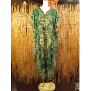 画像: 薄手ビスコース素材＊ゆったりサイズ ＊アジアンプリント＊ガラベーヤ＊ポンチョ風＊マキシ丈＊ワンピース＊ベリーダンス