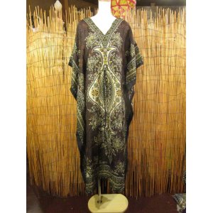 画像: 薄手ビスコース素材＊ゆったりサイズ ＊アジアンプリント＊ガラベーヤ＊ポンチョ風＊マキシ丈＊ワンピース＊ベリーダンス