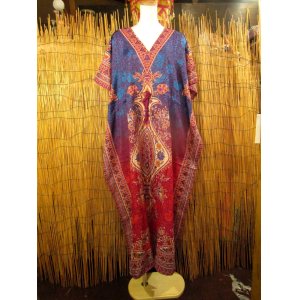 画像: 薄手ビスコース素材＊ゆったりサイズ ＊グラデーションカラー＊ガラベーヤ＊ポンチョ風＊マキシ丈＊ワンピース＊ベリーダンス