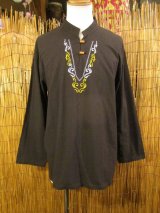 画像: トライバルステッチ＊コットン素材＊マオカラー＊ロングスリーブ＊プルオーバー＊ＸＸＬ