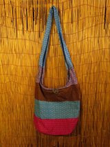 画像: 麻の葉プリント＊切り替えカラー＊コットン素材＊ショルダーバッグ
