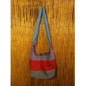 画像: 麻の葉プリント＊切り替えカラー＊コットン素材＊ショルダーバッグ