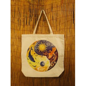 画像: インヤンプリント＊キャンバス生地＊ビッグサイズ＊トートバッグ