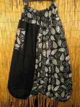 画像: 黒色＋和風プリント＊切り替え＊コットン素材＊ふんわり＊サルエルパンツ