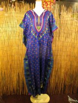 画像: 薄手ビスコース素材＊ゆったりサイズ ＊アフリカンプリント＊ガラベーヤ＊ポンチョ風＊マキシ丈＊ワンピース＊ベリーダンス