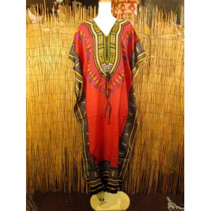 画像: 薄手ビスコース素材＊ゆったりサイズ ＊アフリカンプリント＊ガラベーヤ＊ポンチョ風＊マキシ丈＊ワンピース＊ベリーダンス