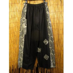 画像: 黒色ベース＊コットン素材＊サイド切り替え＊ロングパンツ