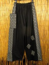 画像: 黒色ベース＊コットン素材＊サイド切り替え＊ロングパンツ