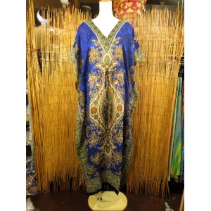 画像: 薄手ビスコース素材＊ゆったりサイズ ＊アジアンプリント＊ガラベーヤ＊ポンチョ風＊マキシ丈＊ワンピース＊ベリーダンス
