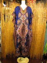 画像: 薄手ビスコース素材＊ゆったりサイズ ＊アジアンプリント＊ガラベーヤ＊ポンチョ風＊マキシ丈＊ワンピース＊ベリーダンス