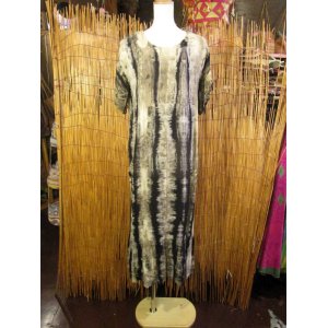 画像: モノトーン＊タイダイ染め＊レーヨン素材＊半袖＊ロング丈ワンピース 