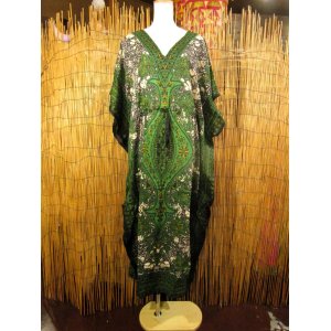 画像: 薄手ビスコース素材＊ゆったりサイズ ＊アジアンプリント＊ガラベーヤ＊ポンチョ風＊マキシ丈＊ワンピース＊ベリーダンス
