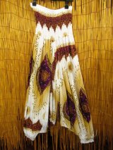 画像: 白色ベース＊アジアンプリント＊レーヨン素材＊２ＷＡＹ＊サルエルパンツ 