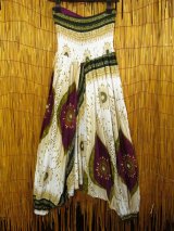 画像: 白色ベース＊アジアンプリント＊レーヨン素材＊２ＷＡＹ＊サルエルパンツ 
