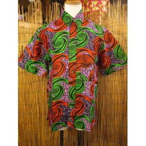 画像: アフリカンプリント＊コットン素材＊半袖＊シャツ ＊Ｌ