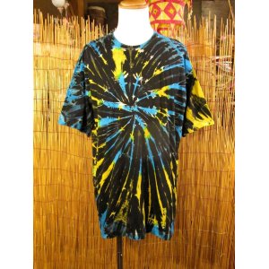画像: 黒色ベース＊タイダイ染め＊コットン素材＊半袖＊Ｔシャツ＊ＸＬ