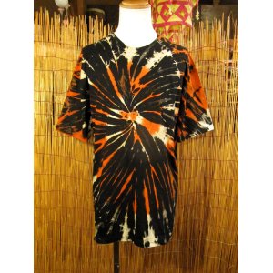 画像: 黒色ベース＊タイダイ染め＊コットン素材＊半袖＊Ｔシャツ＊ＸＬ